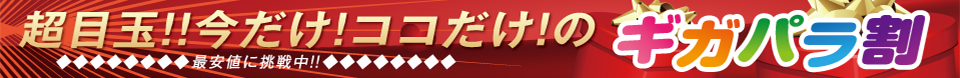 超目玉!今だけ!ココだけ!のギガパラ割。最安値に挑戦中!